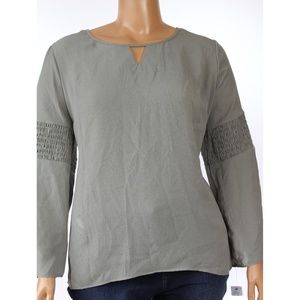 NWT Plus Size 1X Ruched Sleeve Hi Lo Blouse